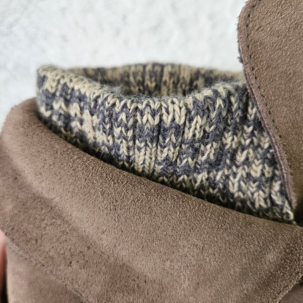 MAX Suede Lace-up Boots with Cozy Knit Material around Ankles Size 37 Winter - Picture 5 of 9